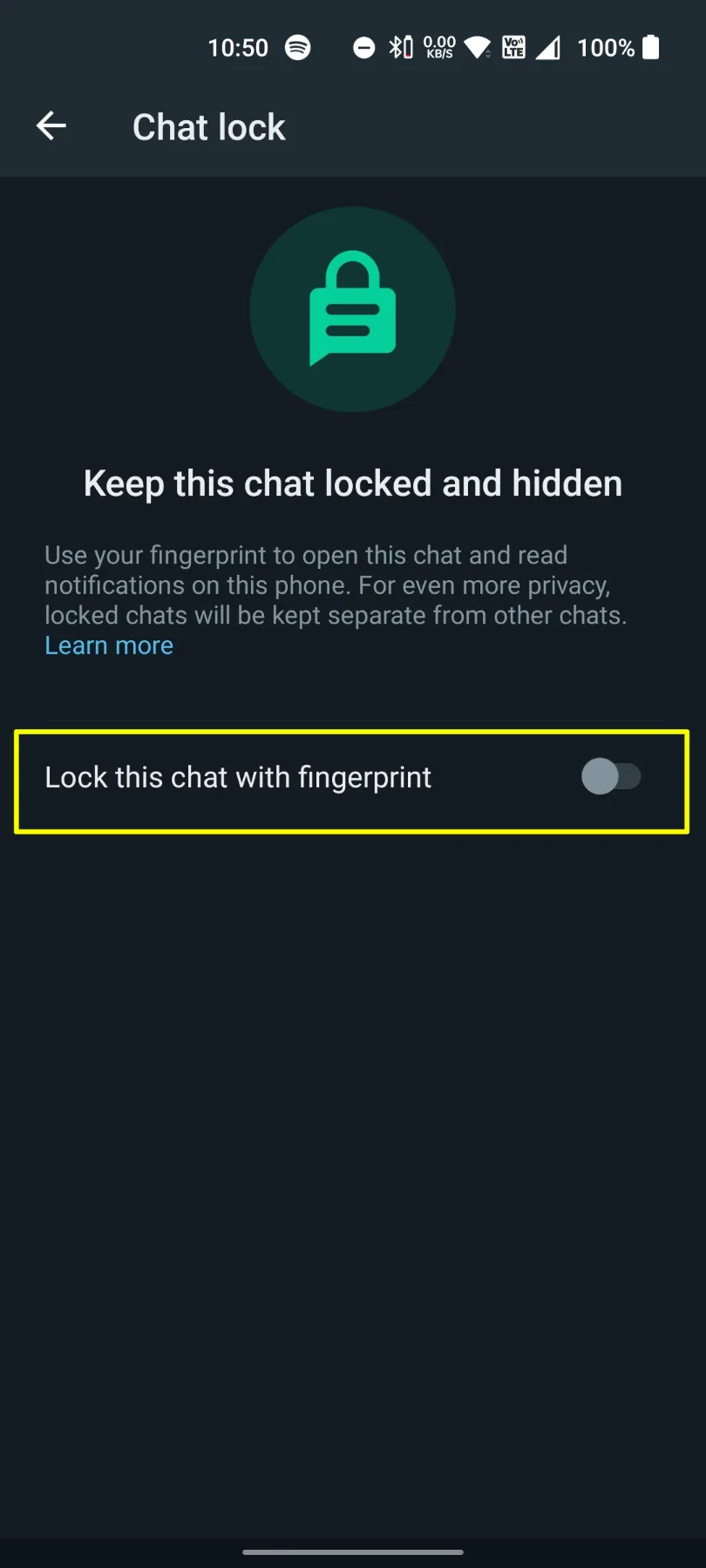 Lock Chats in WhatsApp Messenger S3